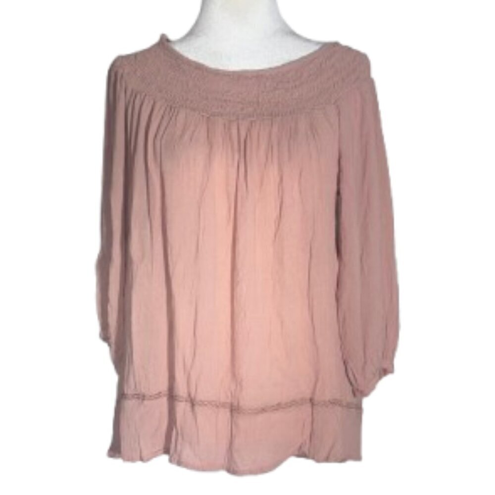 Knox Rose Prairie Pullover Top Light Mauve/Rose Rayon Size Medium